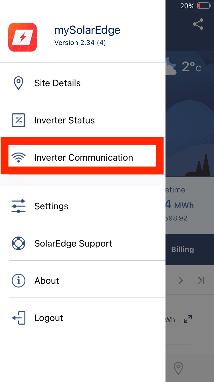 homescreen MySolarEdge app